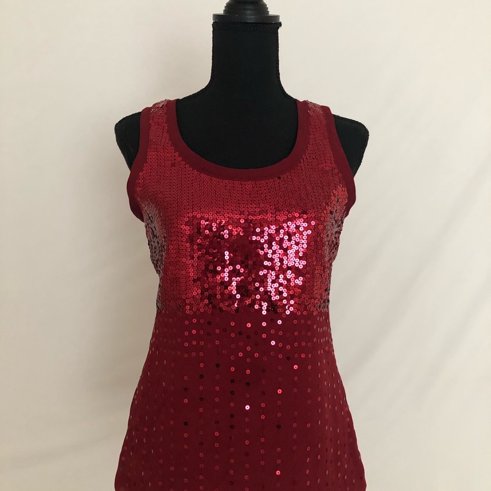 Women”s SZ Small Red Sequin Tank Top